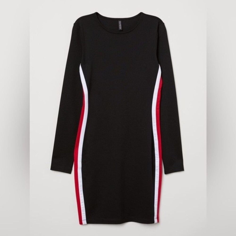 DIVIDED H&M black long sleeve mini dress size 4